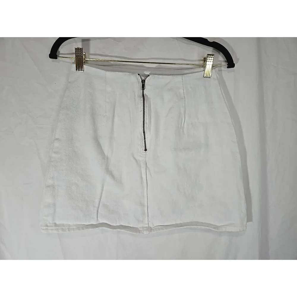 Mi Ami XS Embroidered Mini Skirt White Floral Cotton Festival Boho Summer
